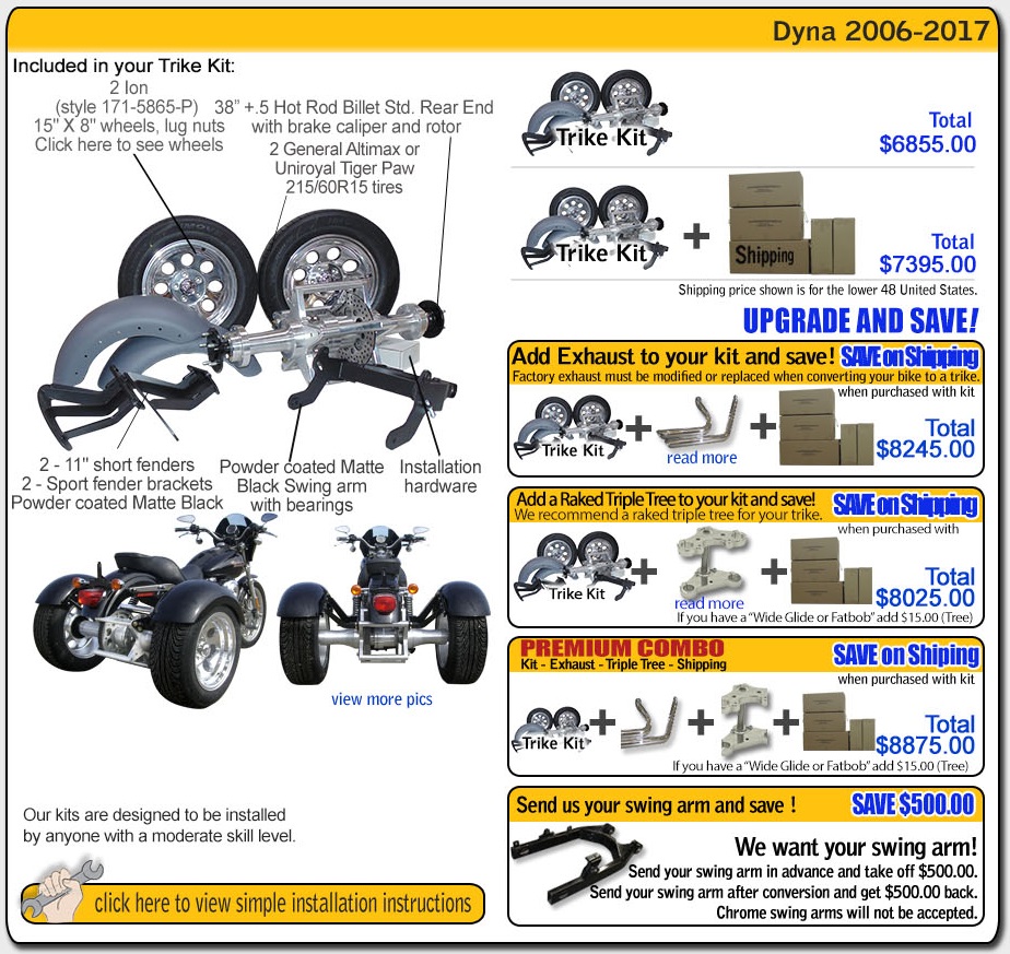 Dyan trike kit from frankenstein trikes contens and pricing
